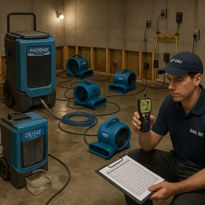 Structural Drying and Dehumidification process in Richlands, NC